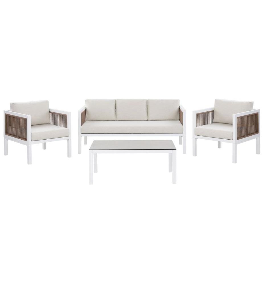 Ensemble de salon de jardin avec table 5 places BORELLO Métal Blanc
