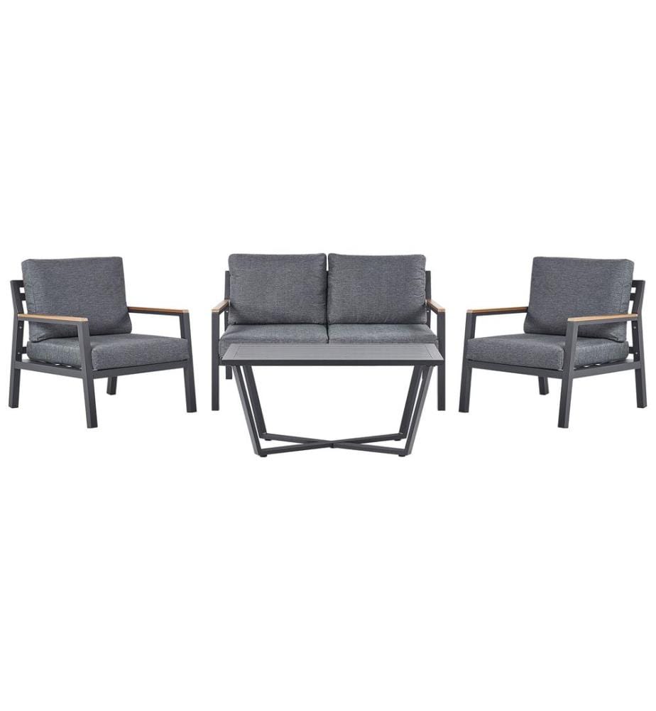 Ensemble de salon de jardin avec table 4 places DELIA Métal Gris