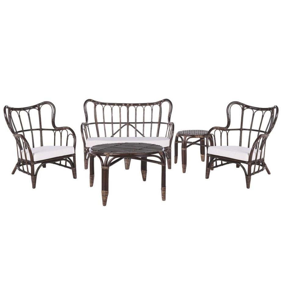 Ensemble de salon de jardin avec table 4 places BRINDISI Rotin Marron foncé