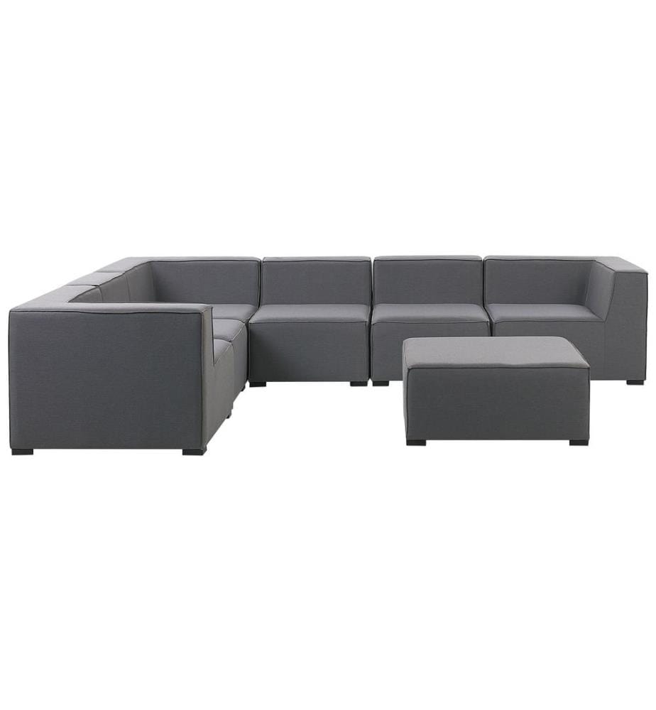 Canapé d'angle de jardin avec ottoman 7 places AREZZO Côté droit Gris