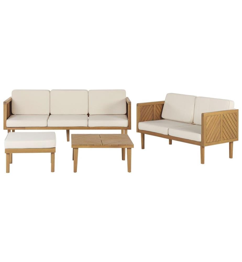 Ensemble de salon de jardin avec table et ottoman 5 places BARATTI Acacia Marron