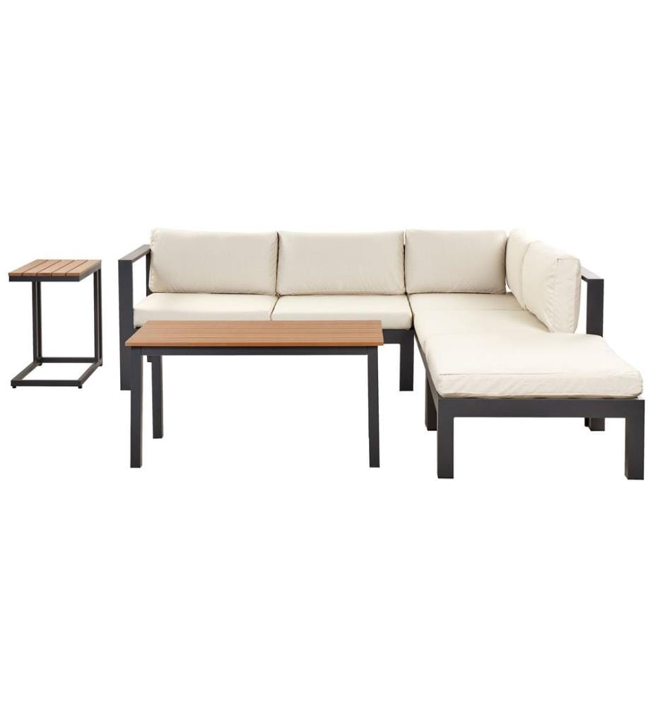 Ensemble de canapés d'angle de jardin 5 places MESSINA Côté gauche Métal Beige