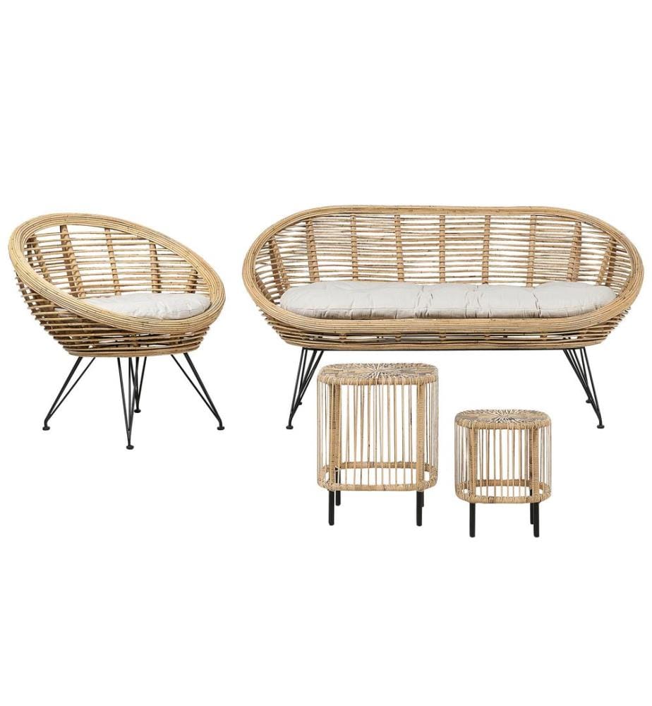 Ensemble de salon de jardin avec table 3 places MARATEA/CESENATICO Rotin Naturel