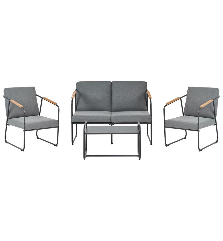 Ensemble de salon de jardin avec table 4 places VEZZANA Métal Gris