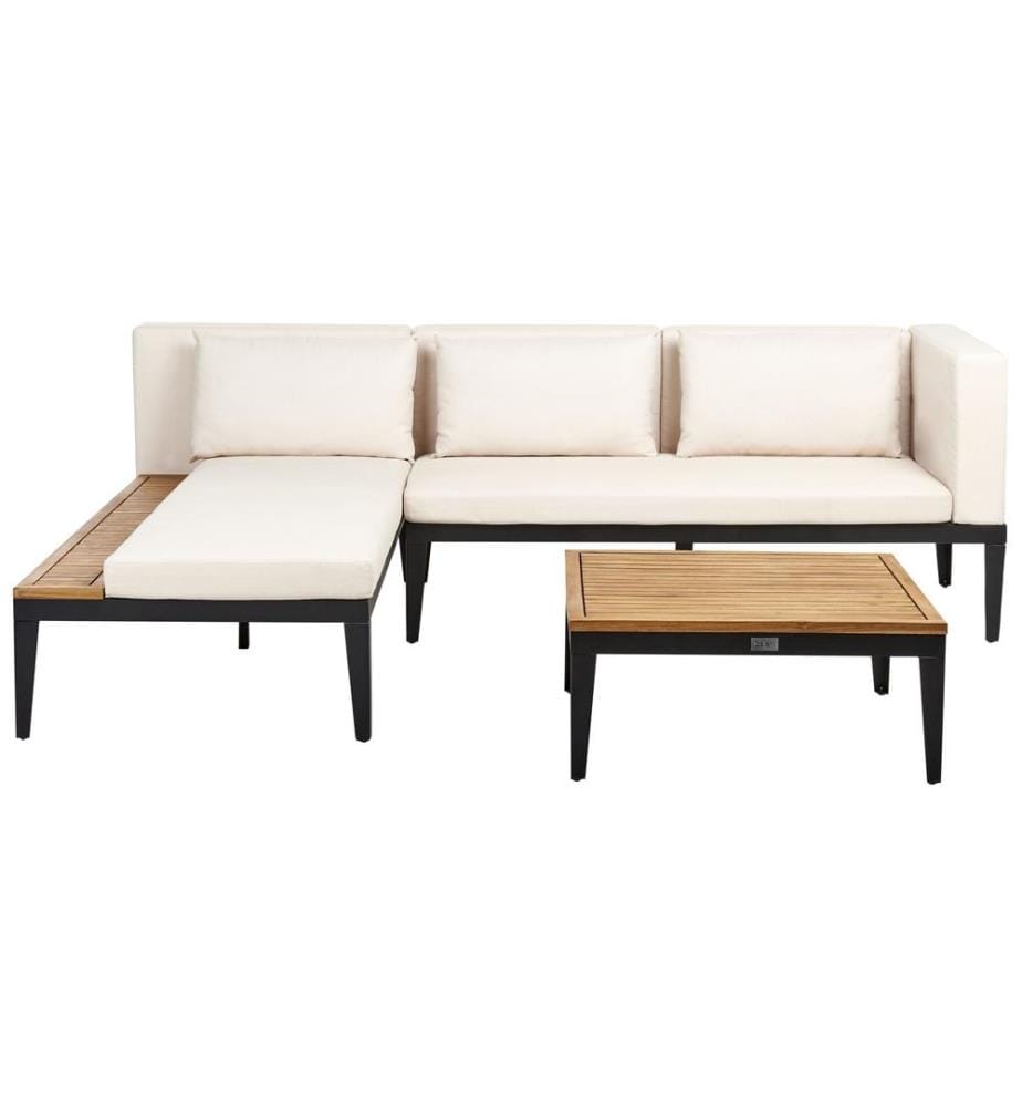 Ensemble de canapés d'angle de jardin 3 places BRACCIANO Côté droit Bois d'acacia certifié Beige clair