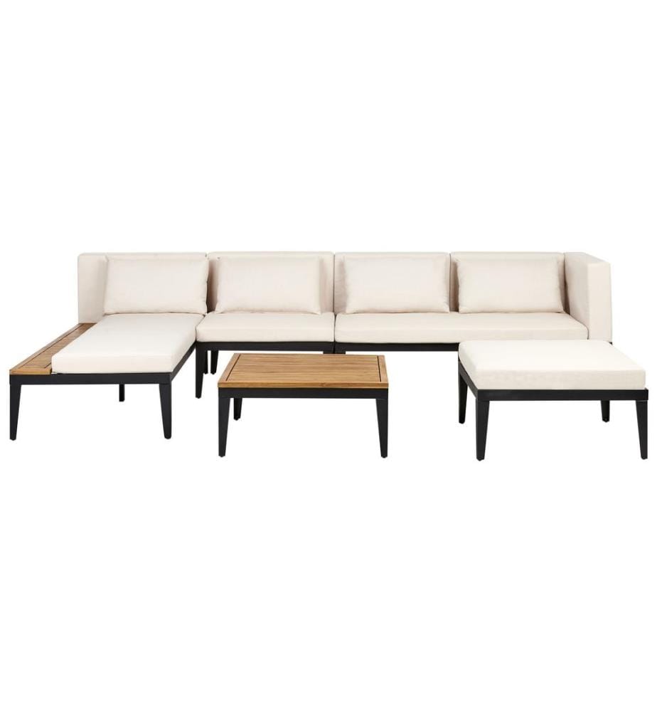 Ensemble de salon de jardin avec table et ottoman 4 places BRACCIANO Côté droit Bois d'acacia certifié Beige clair