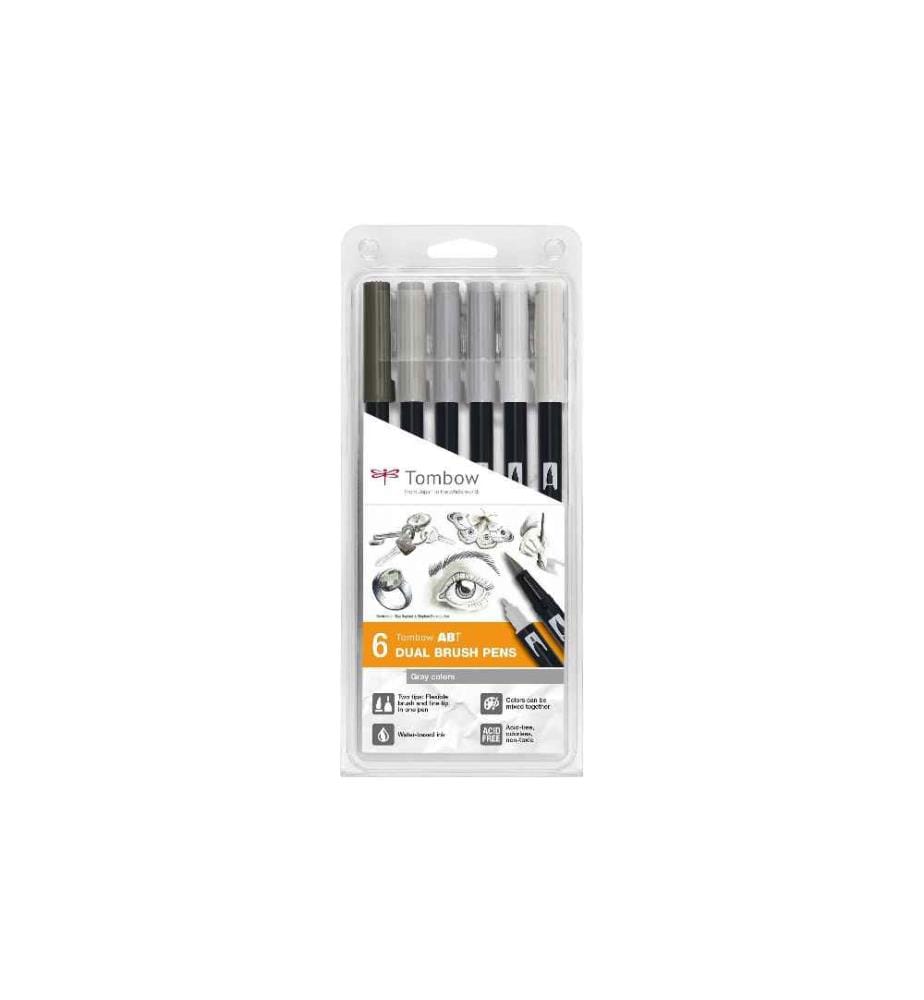 TOMBOW - Feutres de coloriage ABT Dual Brush 6 pièces
