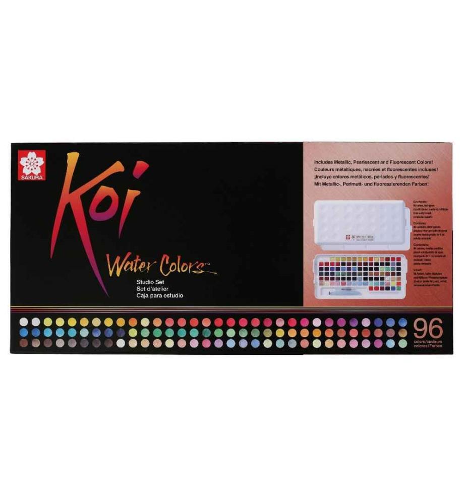 TALENS - Peinture pour aquarelle Ensemble de studio Koi 96 gobelets, multicolores