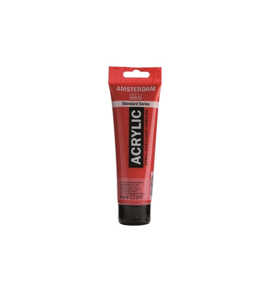 AMSTERDAM - Peinture acrylique Standard Series Rouge, M : Transparent, 120 ml