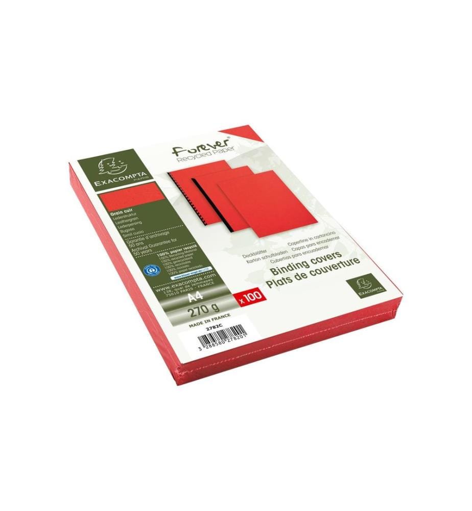 EXACOMPTA - Couverture de brochure Evercover 270 g/m², 100 Pièce/s, Rouge