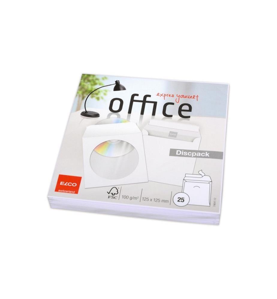 ELCO - Enveloppe avec fenêtre CD/DVD 12.5 x 12.5 cm, 25 Pièce/s