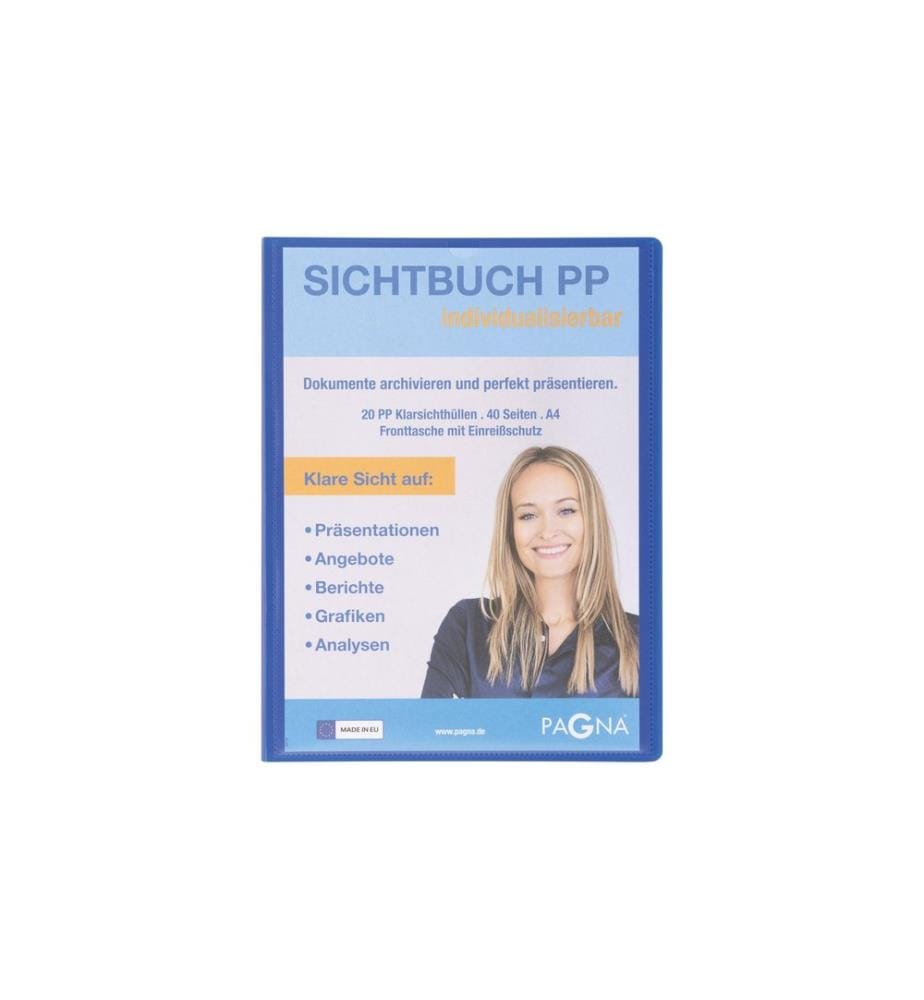 PAGNA - Livret de présentation avec pochette frontale, Office A4 Bleu
