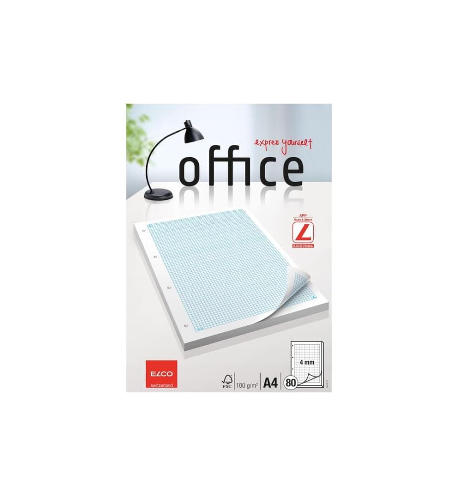 ELCO - Feuillets mobiles A4 4 fois perforé 4 mm quadrillé