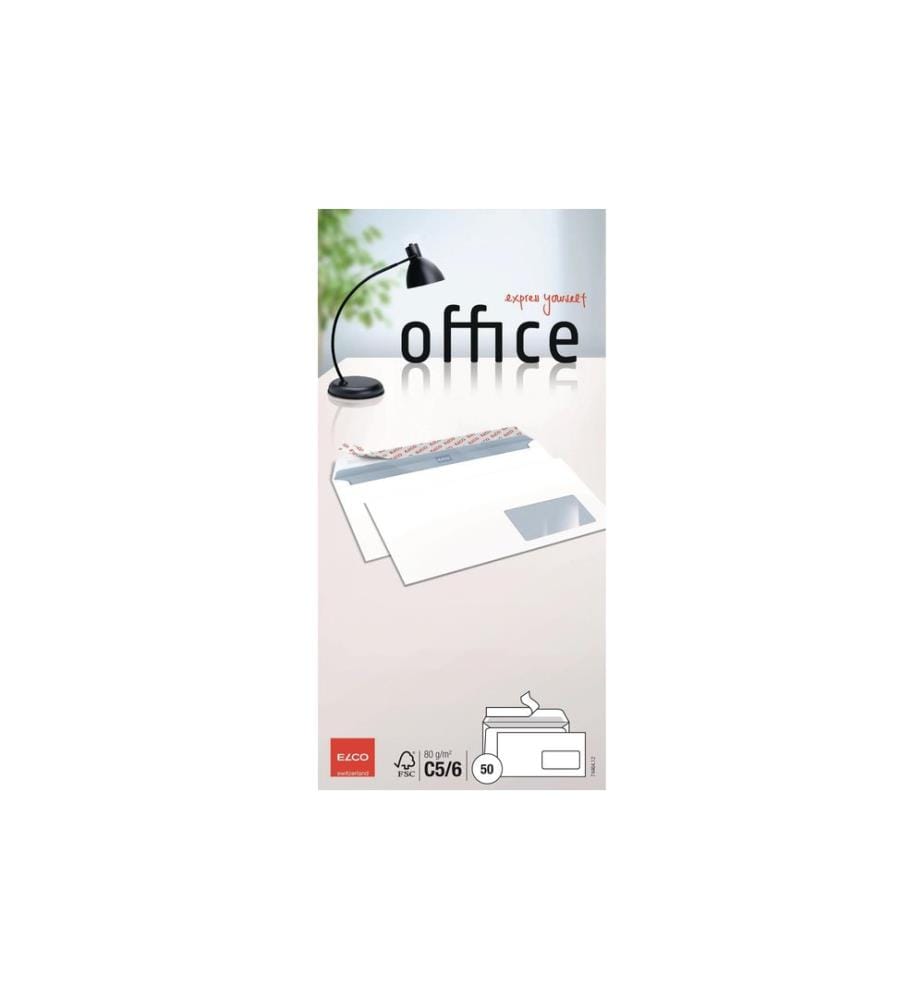 ELCO - Enveloppe Office C5/6 Fenêtre droite, 50 pièces