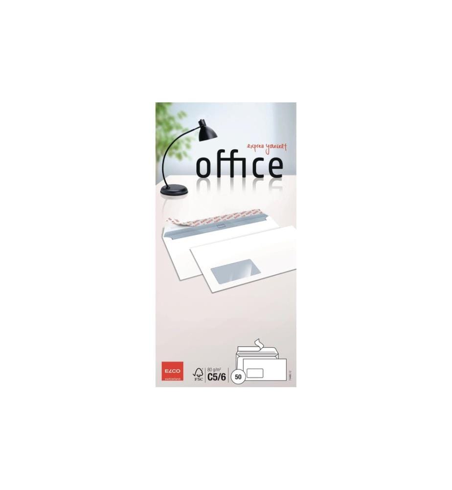 ELCO - Enveloppe Office C5/6 avec fenêtre à gauche, 50 pièces