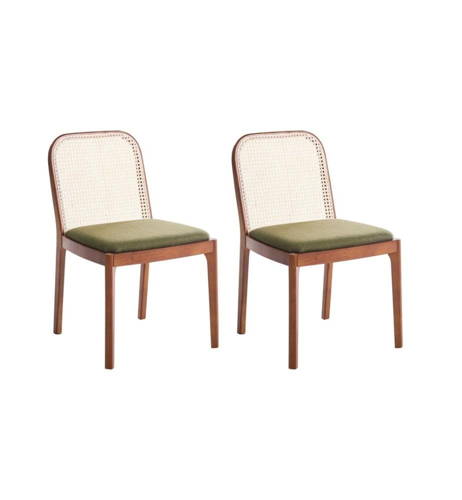 Lot de 2 chaises de salle à manger EDINA Tissu Marron/vert