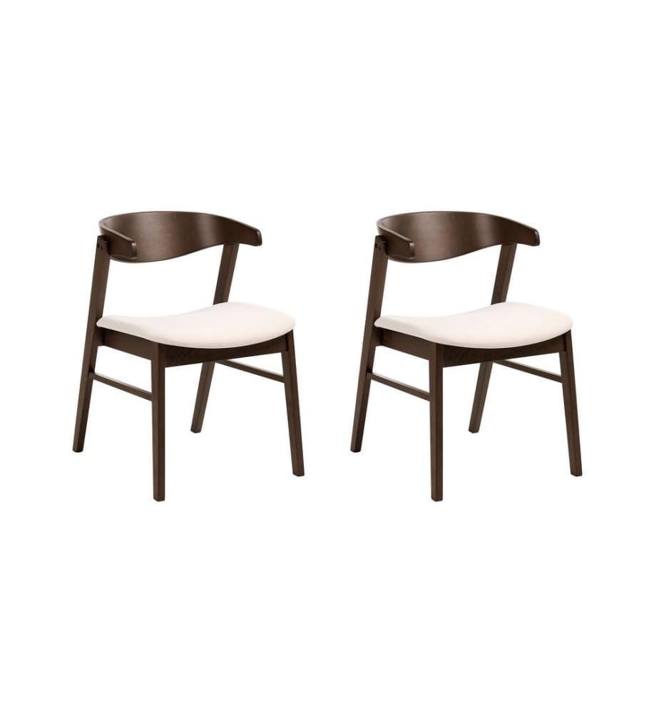 Lot de 2 chaises de salle à manger LILLY Tissu Marron foncé/blanc cassé
