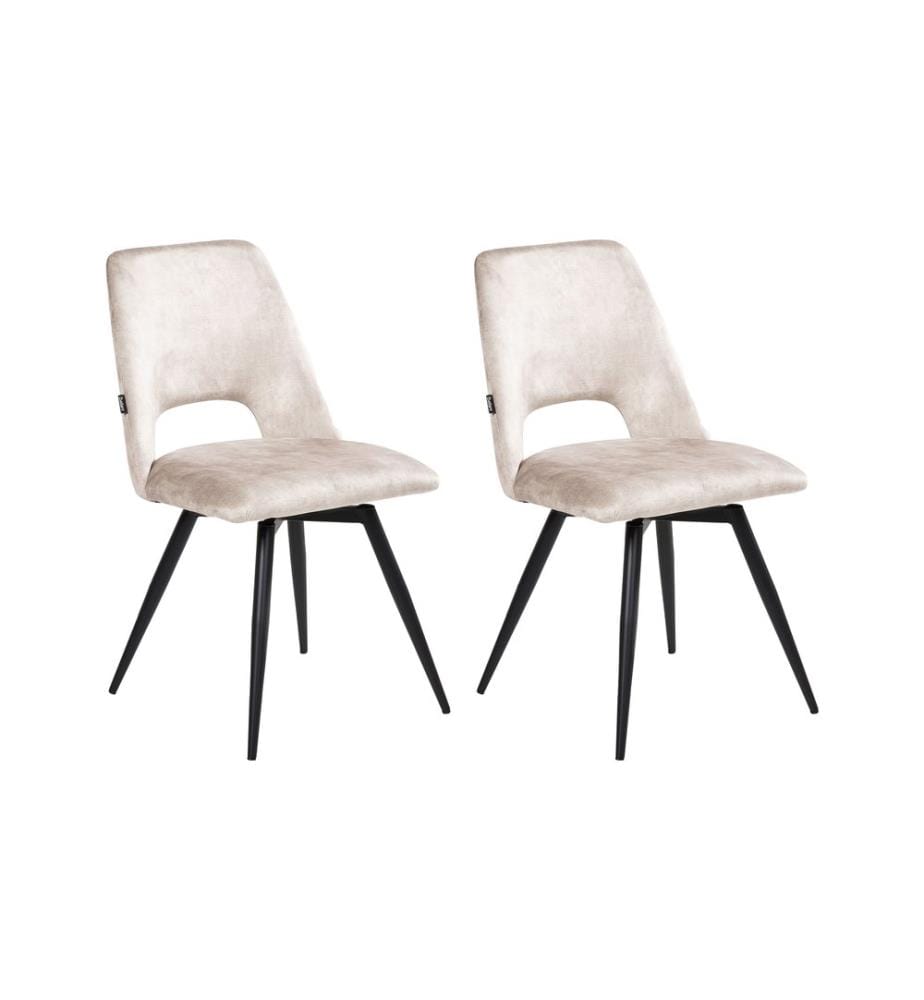Lot de 2 chaises de salle à manger HALLETT Velours Beige clair