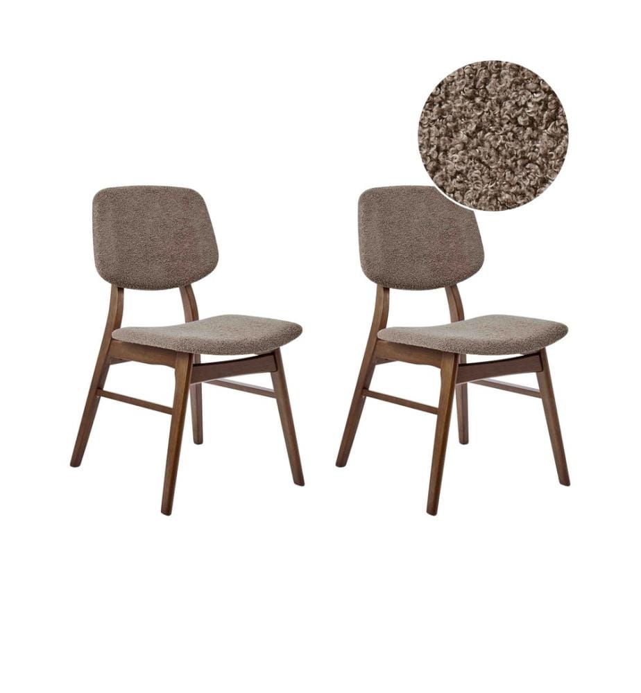Lot de 2 chaises de salle à manger ELAINE Bouclé Marron foncé/taupe