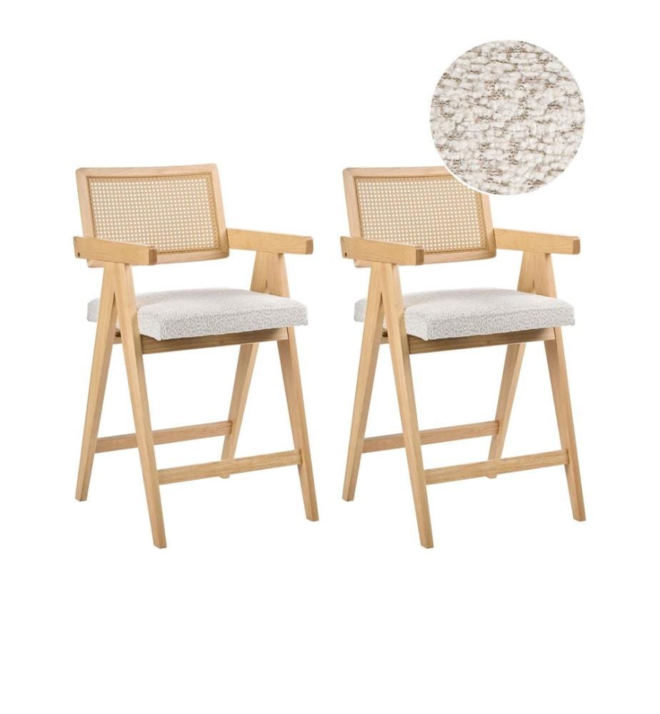 Lot de 2 chaises de bar AVA Bois Marron clair/beige