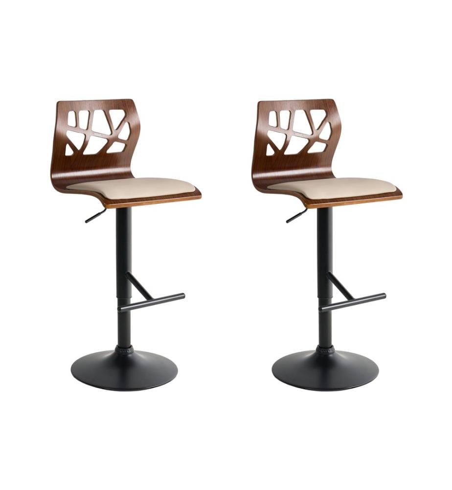 Lot de 2 chaises de bar PETERSBURG Cuir PU Noir/beige
