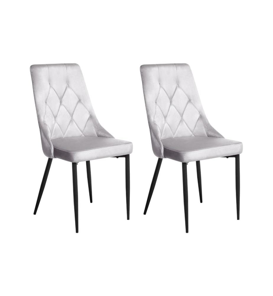 Lot de 2 chaises de salle à manger AVENIR Velours Gris clair