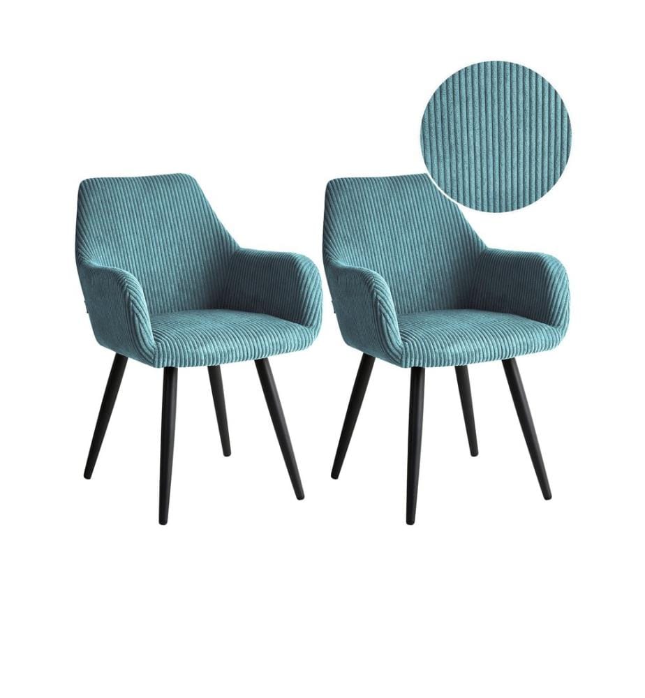 Lot de 2 chaises de salle à manger MORI Velours côtelé Turquoise