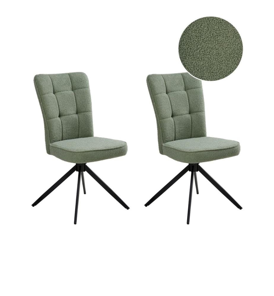 Lot de 2 chaises de salle à manger RYAN Bouclé Vert clair