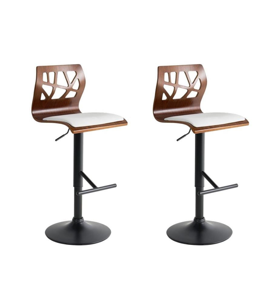 Lot de 2 chaises de bar PETERSBURG Cuir PU Blanc/noir