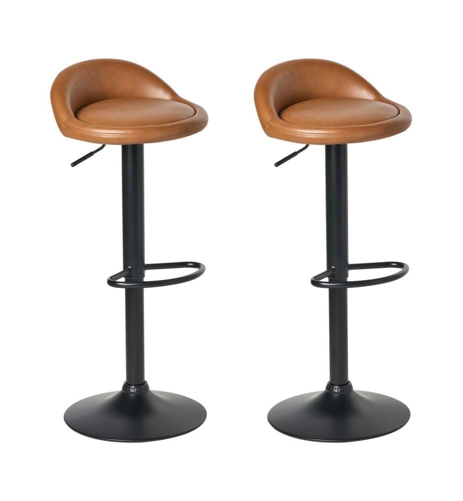Lot de 2 tabourets de bar MEEDER Cuir PU Marron