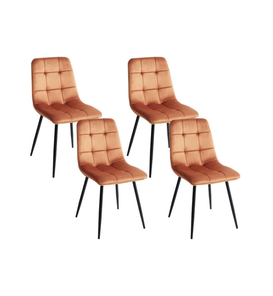 Lot de 4 chaises de salle à manger POWELL Velours Orange