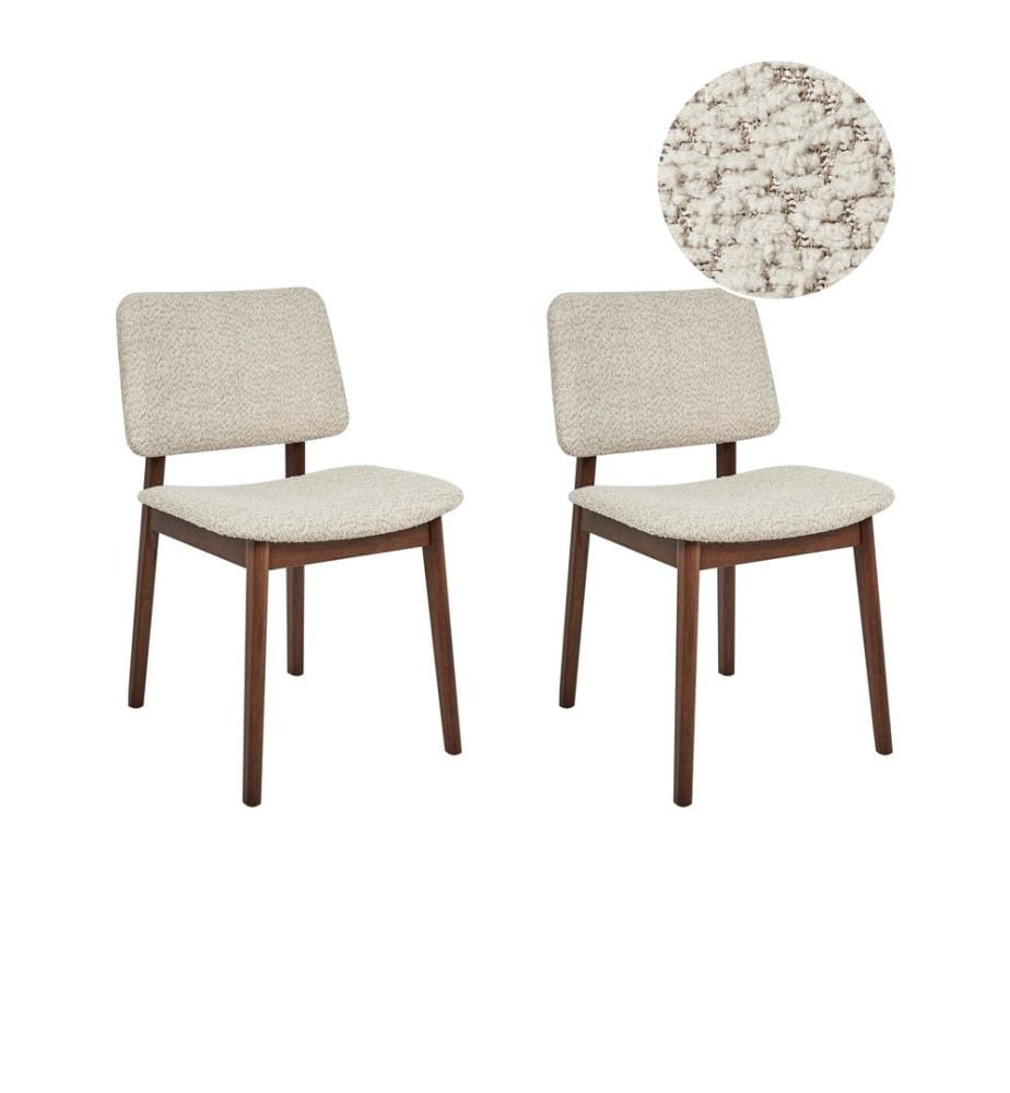 Lot de 2 chaises de salle à manger BLANE Bouclé Marron foncé/beige