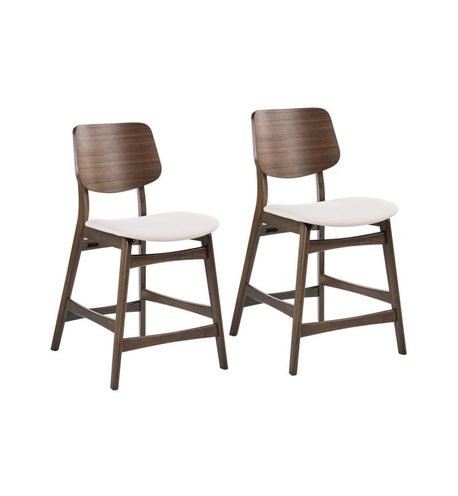 Lot de 2 chaises de bar MAYER Bois Blanc cassé/marron