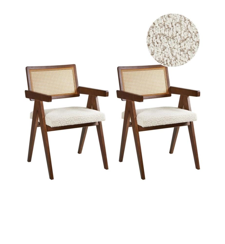 Lot de 2 chaises de salle à manger AVA Bois Marron/beige clair