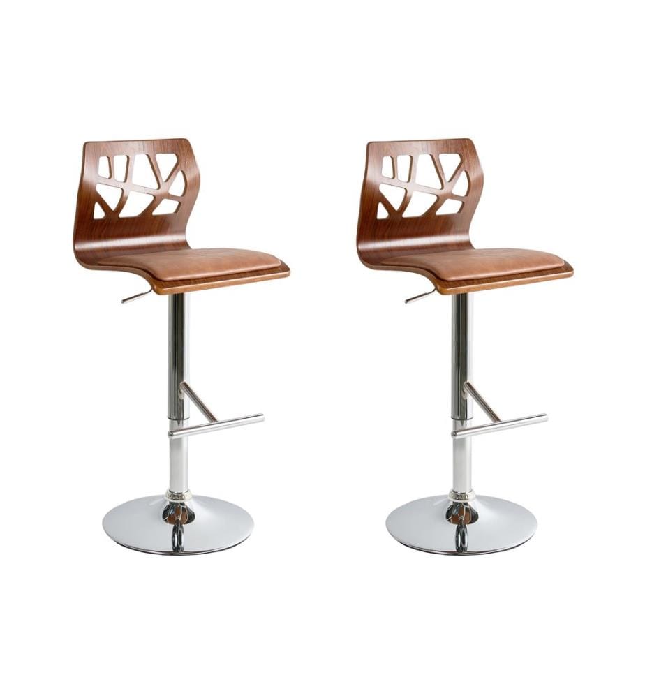 Lot de 2 chaises de bar PETERSBURG Cuir PU Marron/argenté