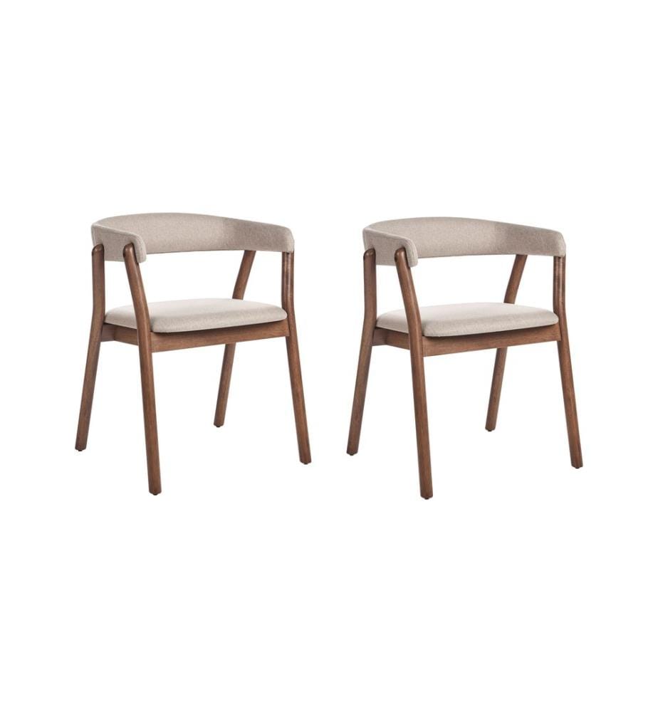 Lot de 2 chaises de salle à manger MYLO Tissu Marron foncé/beige
