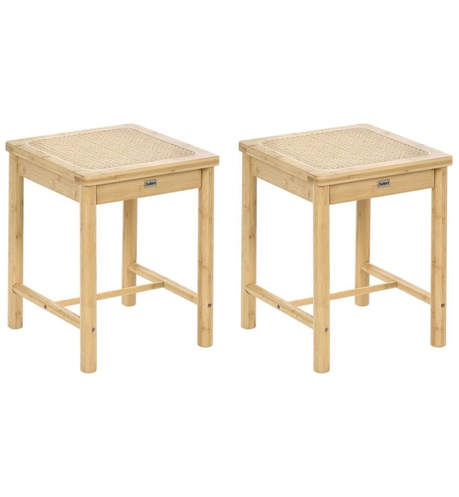 Lot de 2 tabourets EVIRES Bambou Marron clair