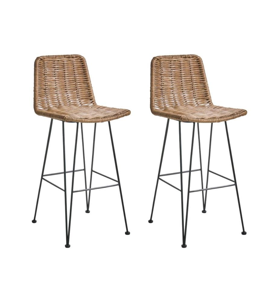 Lot de 2 chaises de bar CASSITA Rotin Marron