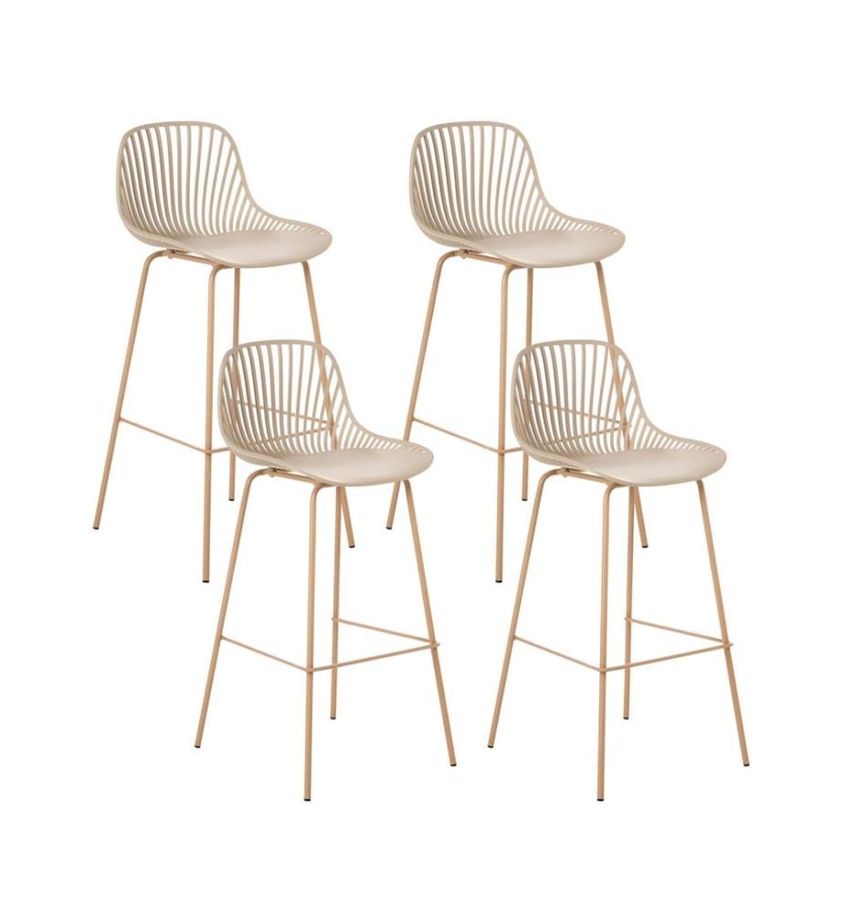 Lot de 4 chaises de bar KLEVE Beige