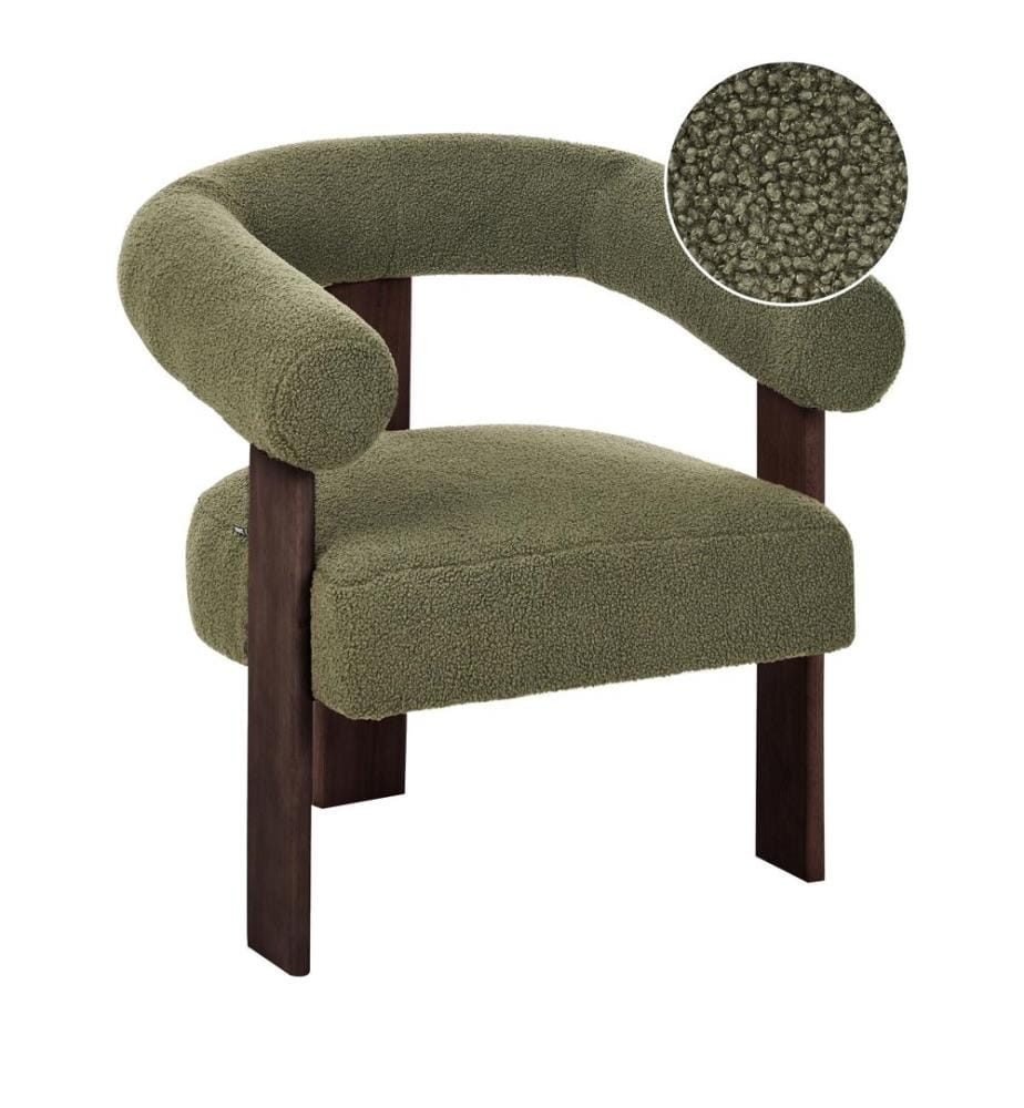 Fauteuil ILBRO Bouclé Vert/marron foncé