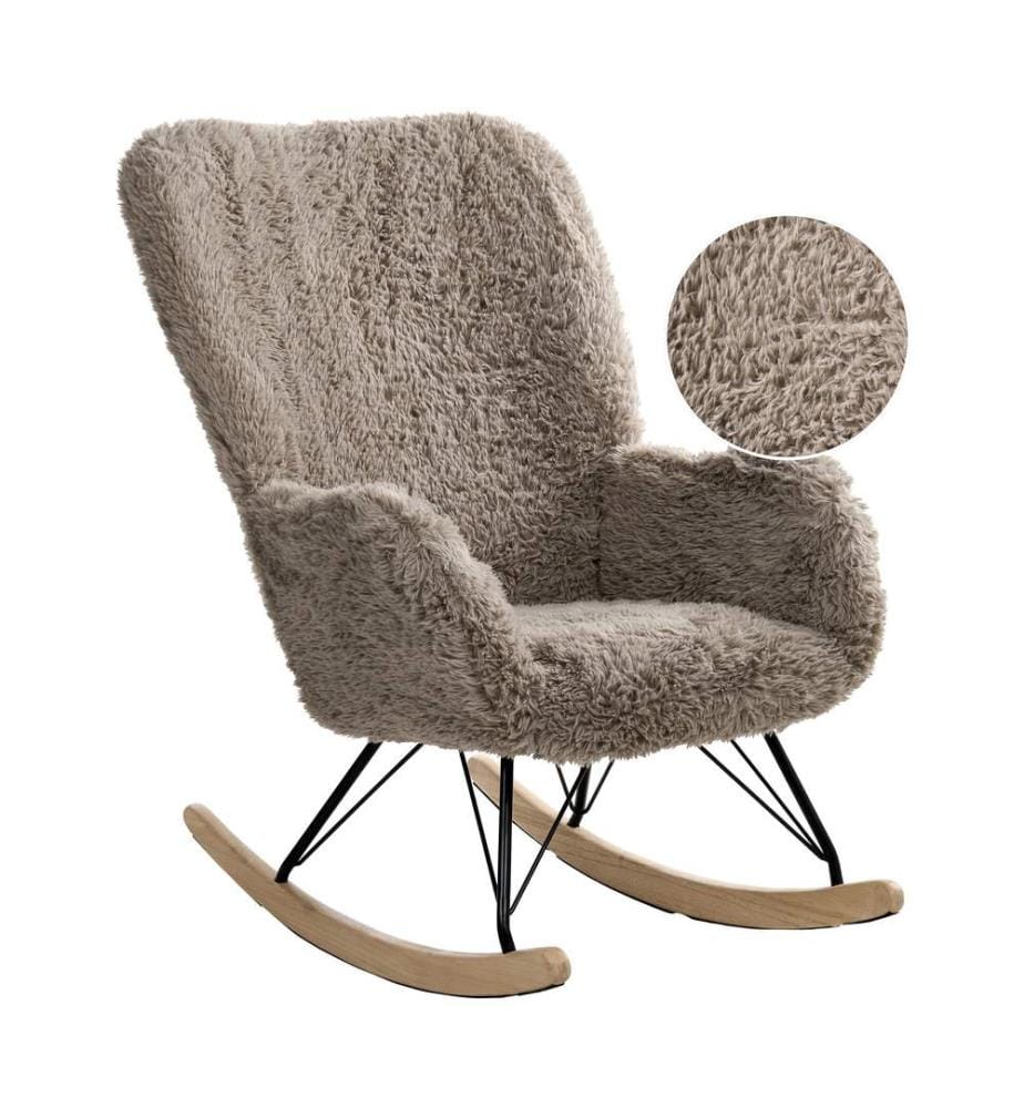 Fauteuil à bascule AKRA Fourrure synthétique Taupe