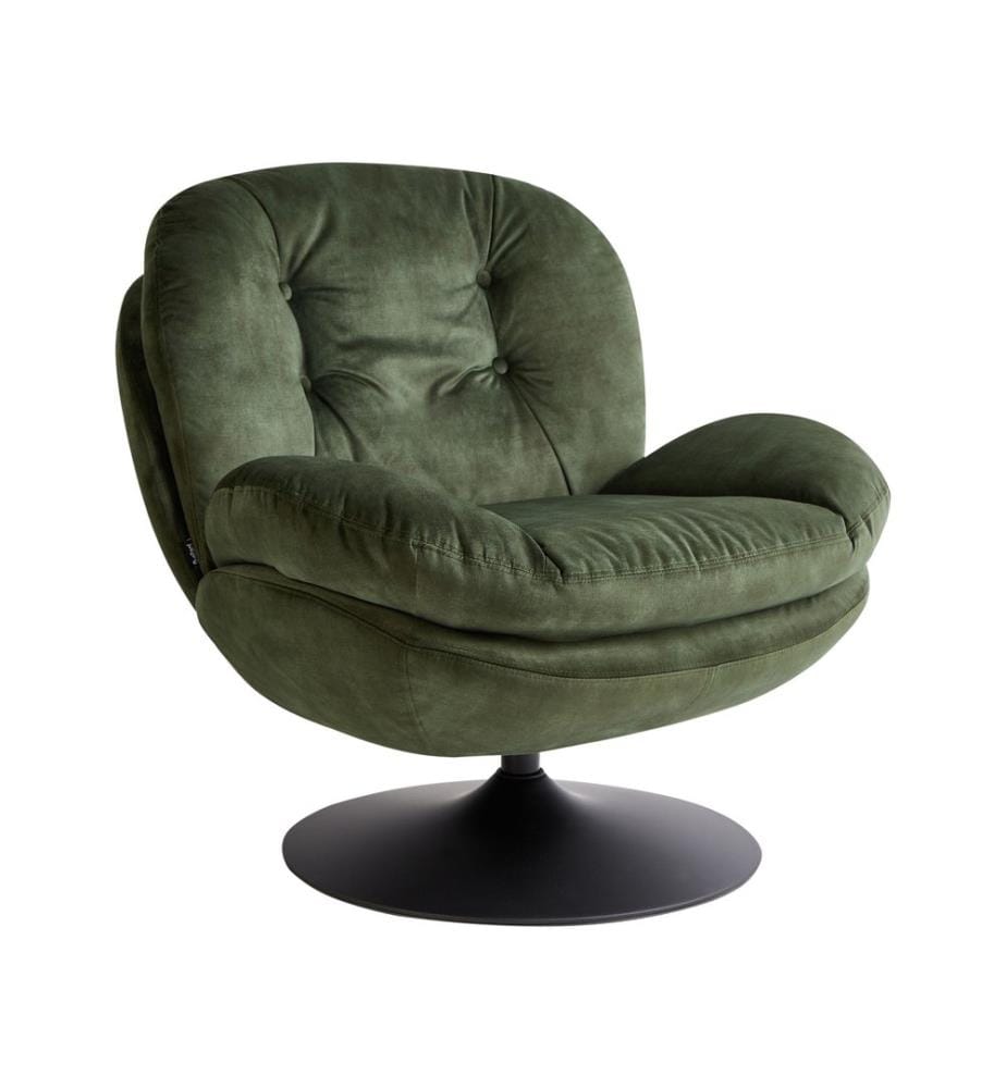 Fauteuil pivotant NOLVIK Velours Vert foncé