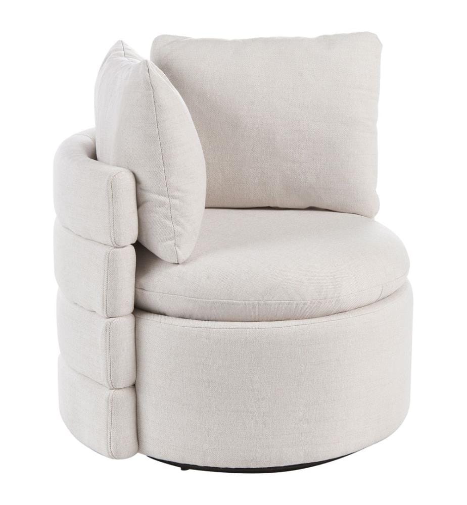 Fauteuil pivotant RANDERS avec rangement Tissu Blanc cassé