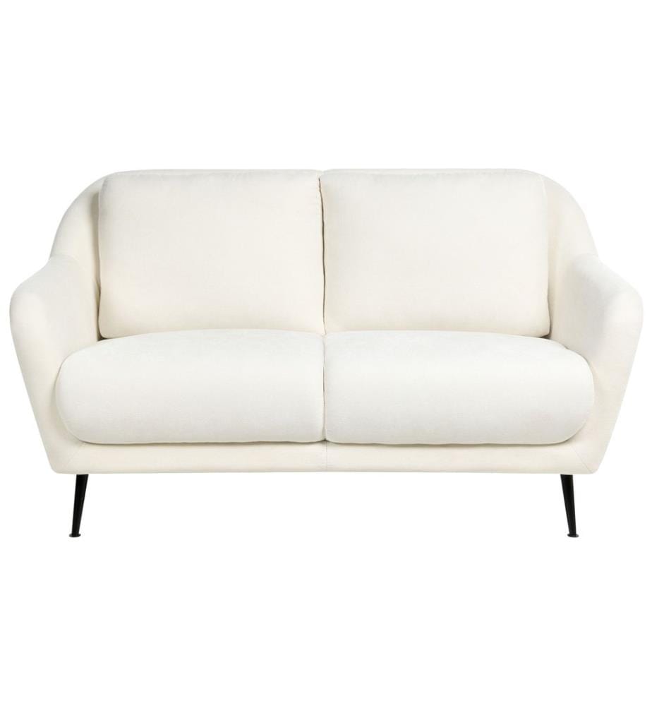 Canapé 2 places EIBY Tissu chenille Blanc