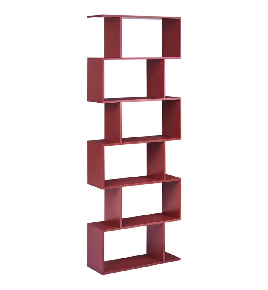 Bibliothèque 6 étagères VALDOSA 190 cm Rouge Bordeaux