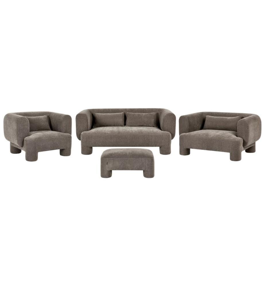 Ensemble de salon 6 places HOGBO Tissu Marron avec ottoman