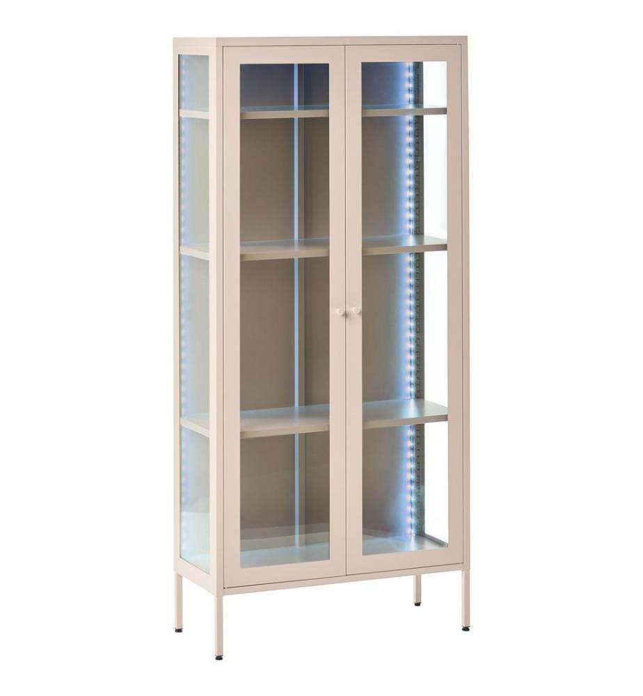 Vitrine en verre avec éclairage LED HARTY Métal 80 cm Beige clair