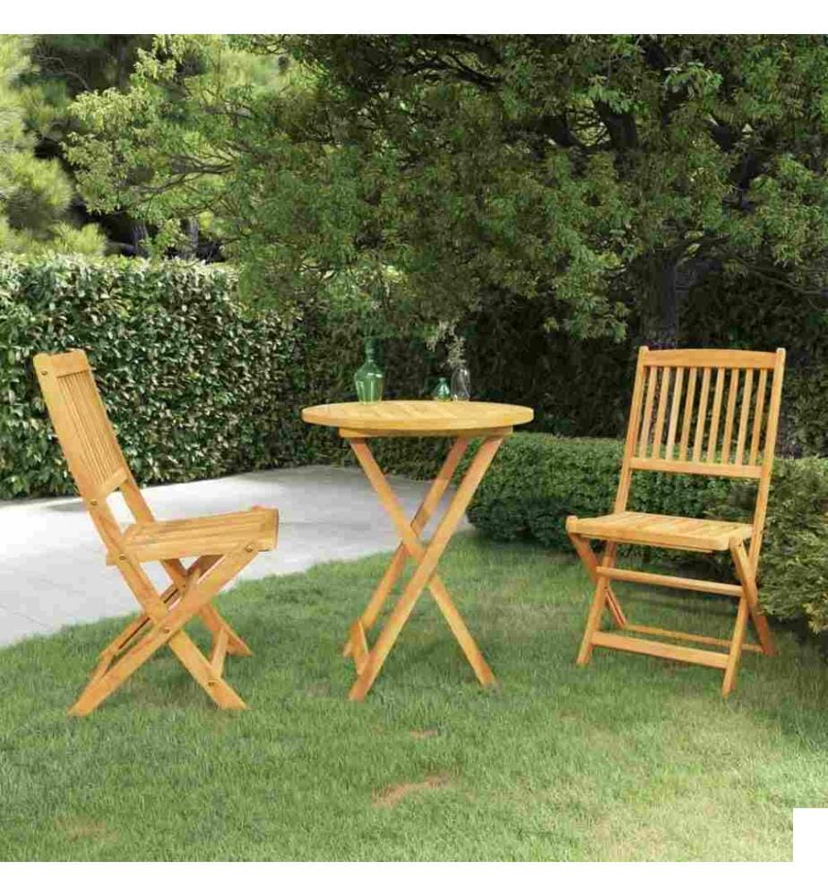 Mobilier à dîner de jardin pliable 3 pcs Bois d'acacia solide