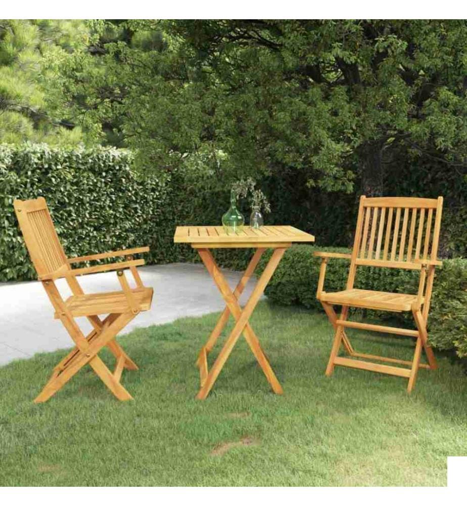 Mobilier à dîner de jardin pliable 3 pcs Bois d'acacia solide