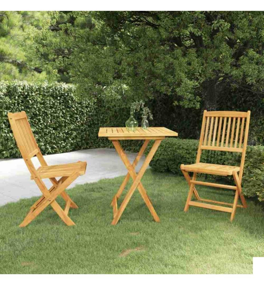 Mobilier à dîner de jardin pliable 3 pcs Bois d'acacia solide